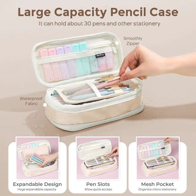 Alt view image 2 of 7 - School Supplies Stationary Set with Pencil Case, 39 PCS Cream