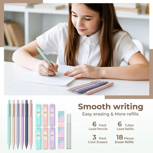 Alt view image 5 of 7 - School Supplies Stationary Set with Pencil Case, 39 PCS Cream
