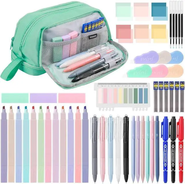 Main image of 54 PCS Back to School Supplies with Large Pen Case, Green