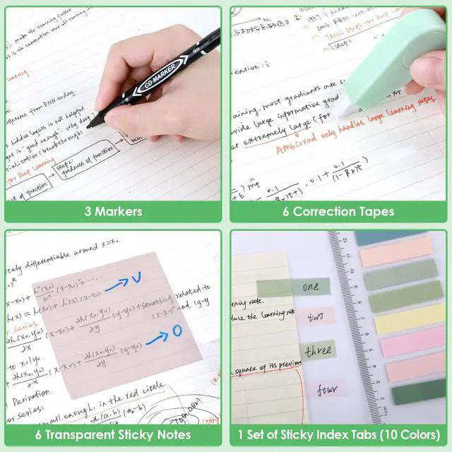 Alt view image 6 of 7 - 54 PCS Back to School Supplies with Large Pen Case, Green