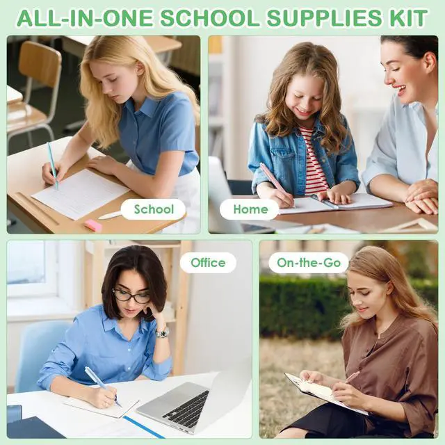 Alt view image 7 of 7 - 54 PCS Back to School Supplies with Large Pen Case, Green