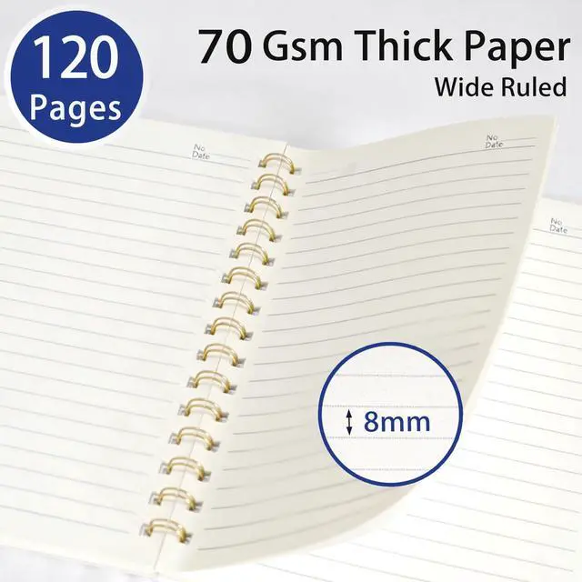 Alt view image 4 of 7 - 4 Pack Lined Journal Spiral Notebook, 120 Pages A5 Small Wide Ruled Notebooks 5.7" x 8.3", Thick Paper Plastic Hardcover Writing Journals Planner for Women Men Work School Office Supplies