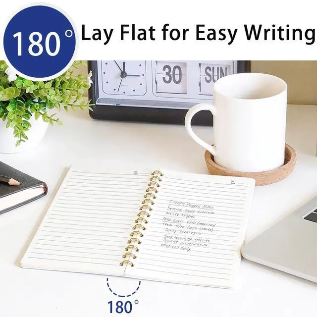 Alt view image 5 of 7 - 4 Pack Lined Journal Spiral Notebook, 120 Pages A5 Small Wide Ruled Notebooks 5.7" x 8.3", Thick Paper Plastic Hardcover Writing Journals Planner for Women Men Work School Office Supplies