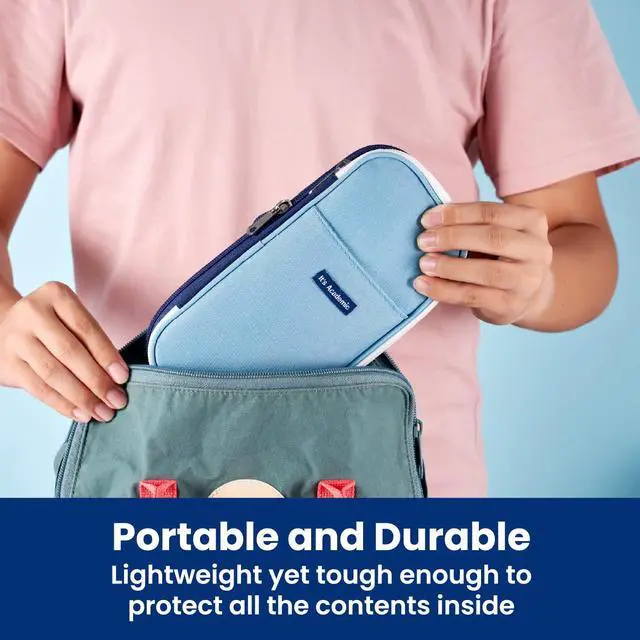 Alt view image 4 of 7 - Expanding Pencil Case, For Office & School Supplies, Travel Organizer Bag, Compact, High Capacity, Blue