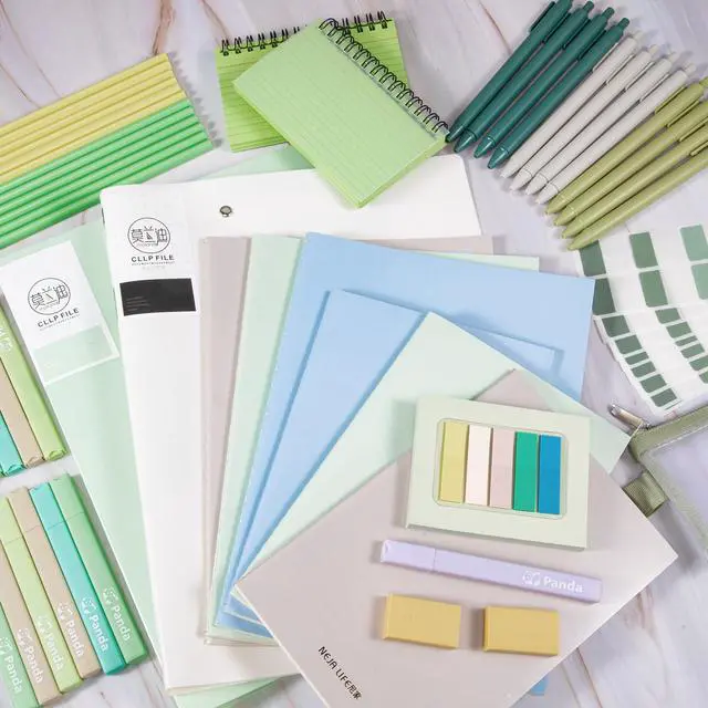 Alt view image 4 of 7 - 54 Pcs Aesthetic College School Supplies Back to School Set,Green