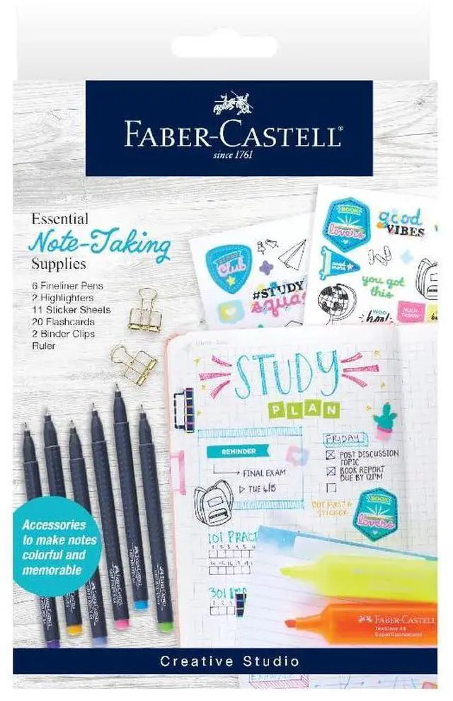 Main image of Essential Note Taking Supplies - Studying Essentials Set with 6 Fineliner Journal Pens, College School Supplies, Stationary and Planner Accessories