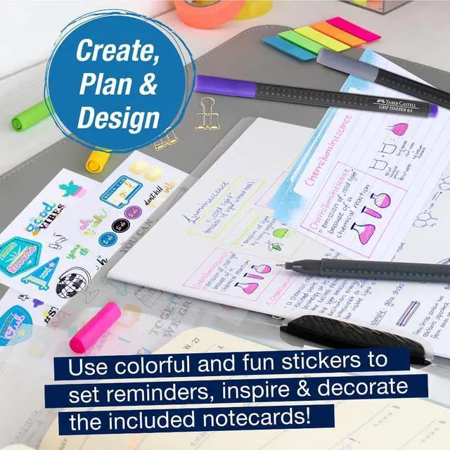 Alt view image 2 of 4 - Essential Note Taking Supplies - Studying Essentials Set with 6 Fineliner Journal Pens, College School Supplies, Stationary and Planner Accessories