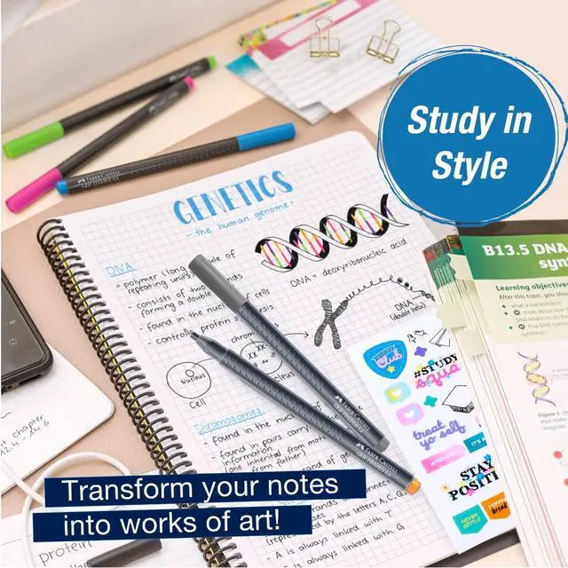 Alt view image 4 of 4 - Essential Note Taking Supplies - Studying Essentials Set with 6 Fineliner Journal Pens, College School Supplies, Stationary and Planner Accessories