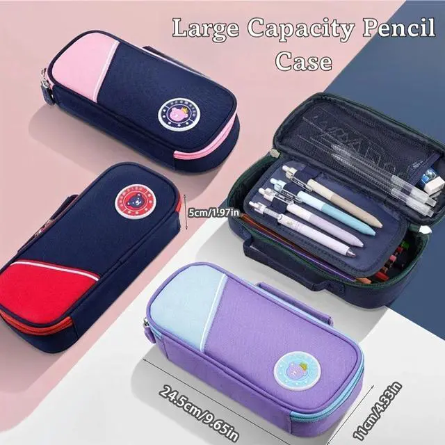 Alt view image 2 of 6 - 46 Pcs Large Capacity Pencil Pouch with Aesthetic School Supplies, 12 Pastel Highlighters, 5 Black Ink Gel Pens, 6 Mechanical Pencils Set 0.5 & 0.7mm, Sticky Notes, Stationary Set for Student (Pink)
