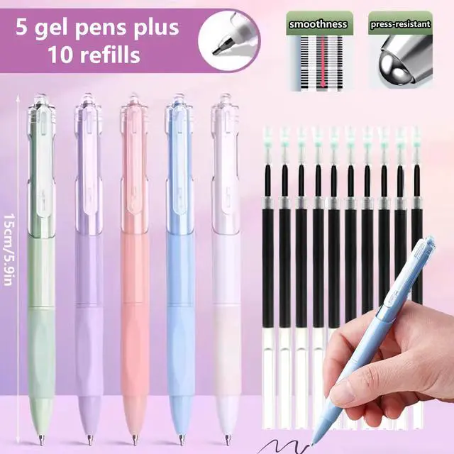 Alt view image 4 of 6 - 46 Pcs Large Capacity Pencil Pouch with Aesthetic School Supplies, 12 Pastel Highlighters, 5 Black Ink Gel Pens, 6 Mechanical Pencils Set 0.5 & 0.7mm, Sticky Notes, Stationary Set for Student (Pink)