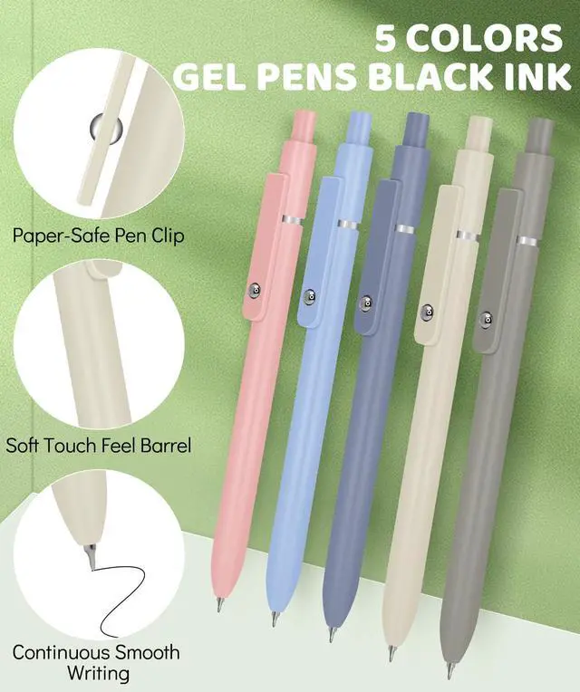 Alt view image 4 of 7 - 38 PCS Aesthetic School Supplies with Big Pen Case, 5 Black Ink Gel Pens, 12 Pastel Highlighters, 6 Mechanical Pencils Set 0.5 & 0.7 mm for Students Back to School