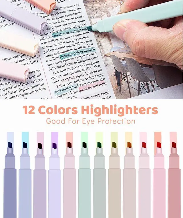 Alt view image 6 of 7 - 38 PCS Aesthetic School Supplies with Big Pen Case, 5 Black Ink Gel Pens, 12 Pastel Highlighters, 6 Mechanical Pencils Set 0.5 & 0.7 mm for Students Back to School