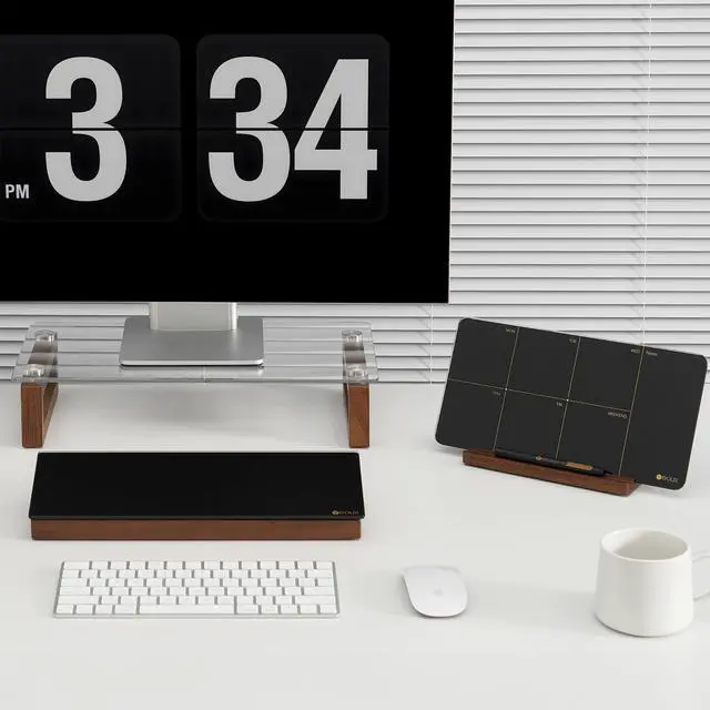 Alt view image 6 of 7 - Desktop Black Glass Dry Erase Board with Wood Organizers for Small Office Supplies, Desk Whiteboard with Drawer for Home Office Cubicle, Accessories Included