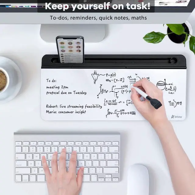Alt view image 2 of 7 - Glass Desk Whiteboard with Storage, Desktop Organizer