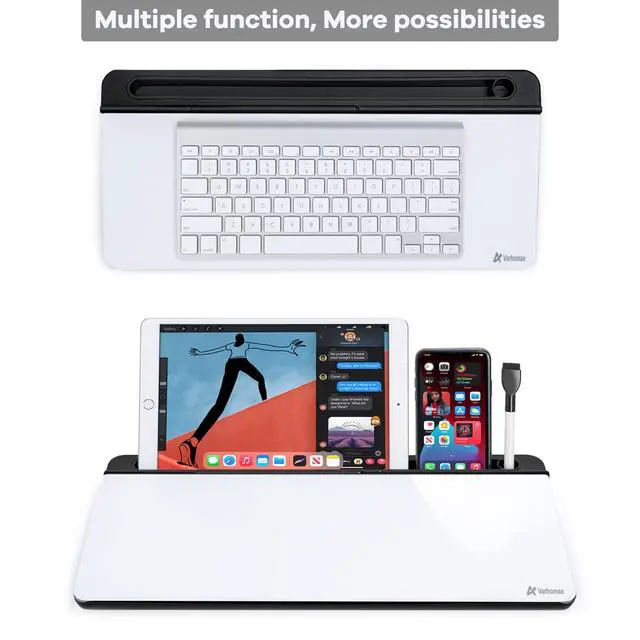 Alt view image 5 of 7 - Glass Desk Whiteboard with Storage, Desktop Organizer
