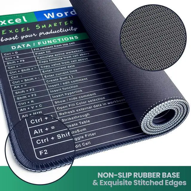 Alt view image 5 of 7 - Excel Cheat Sheet Desk Pad, Large Shortcuts Mouse Pad for Desktop