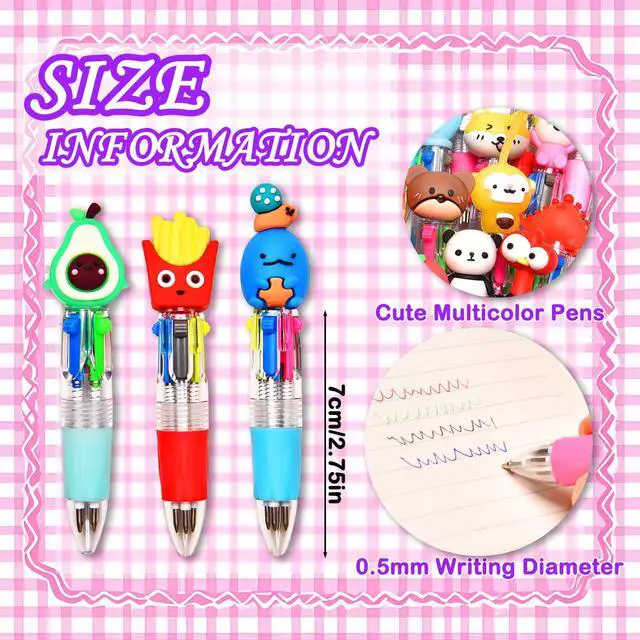 Alt view image 2 of 7 - 24Pcs Mini Multicolor Pens in One 4-in-1, Cute Pens Bulk for Party Favors and Birthdays, Delightful Ballpoint Pen Back To School Gifts Classroom Student Prizes