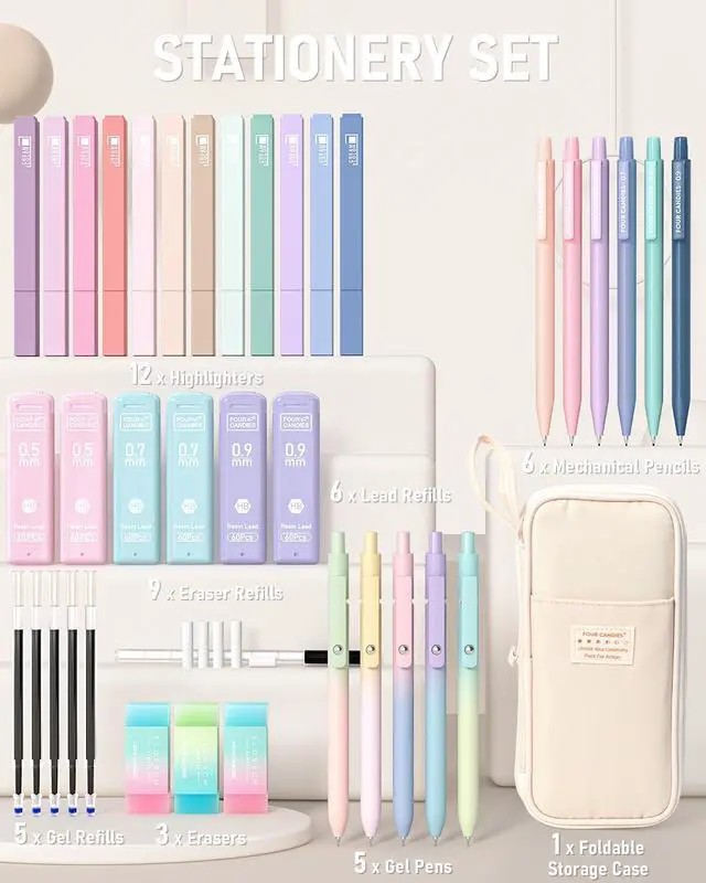 Alt view image 2 of 7 - School Supplies with Cute Pencil Case, 39ct, Cream