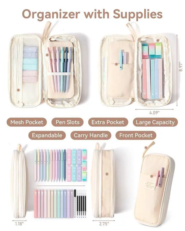 Alt view image 3 of 7 - School Supplies with Cute Pencil Case, 39ct, Cream