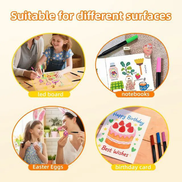 Alt view image 7 of 7 - 12-Color Neon Paint Markers for LED Note Board with Colors, Fluorescent Ink Design, Erasable Markers for LED Writing Boards, Best Gift for Kids