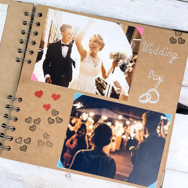 Alt view image 6 of 7 - Scrapbook Album 60 Pages (8 x 8 Inch) Brown Photo Album Scrap Book