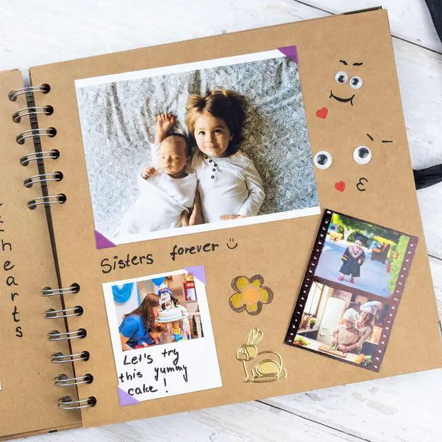 Alt view image 7 of 7 - Scrapbook Album 60 Pages (8 x 8 Inch) Brown Photo Album Scrap Book
