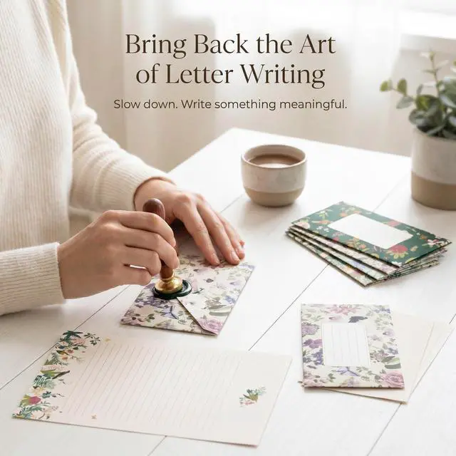 Alt view image 5 of 7 - Beautiful Stationery Set with Envelopes - Lined Letter Writing Paper