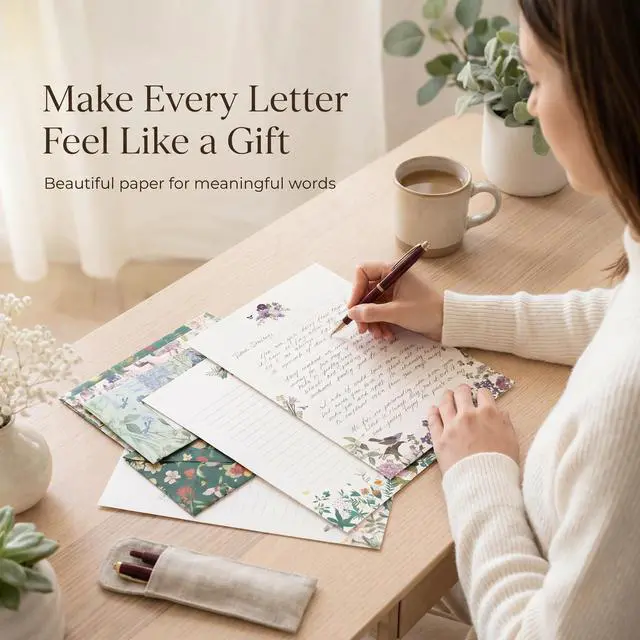 Alt view image 6 of 7 - Beautiful Stationery Set with Envelopes - Lined Letter Writing Paper