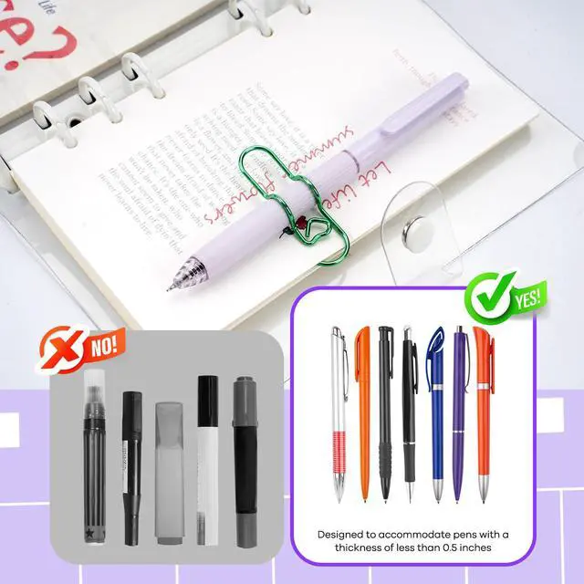 Alt view image 2 of 7 - Paper Clip Pen Holder for Notebook, 8pcs Metal Pen Clip for Journal