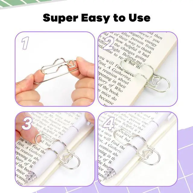 Alt view image 6 of 7 - Paper Clip Pen Holder for Notebook, 8pcs Metal Pen Clip for Journal