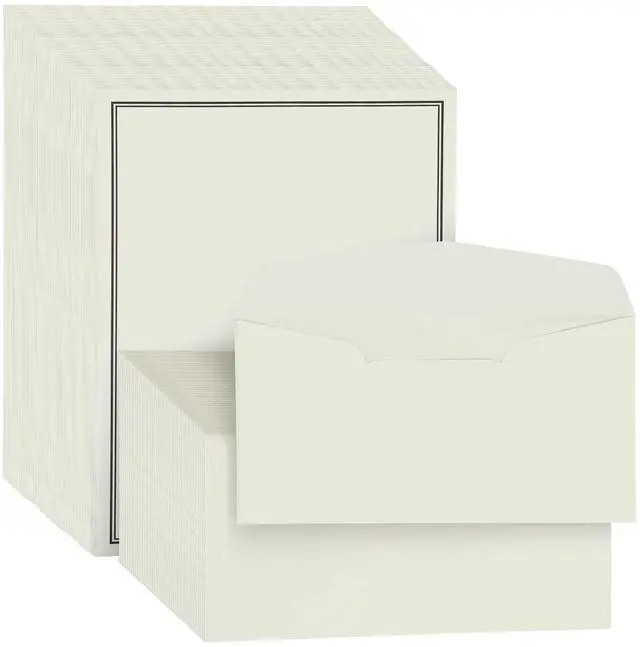 Main image of 72 Pieces Stationery Set with Envelopes (48 Paper Sheets + 24 Envelopes) for Letter Writing, Black Border Design Stationery Paper Sheets and Envelope