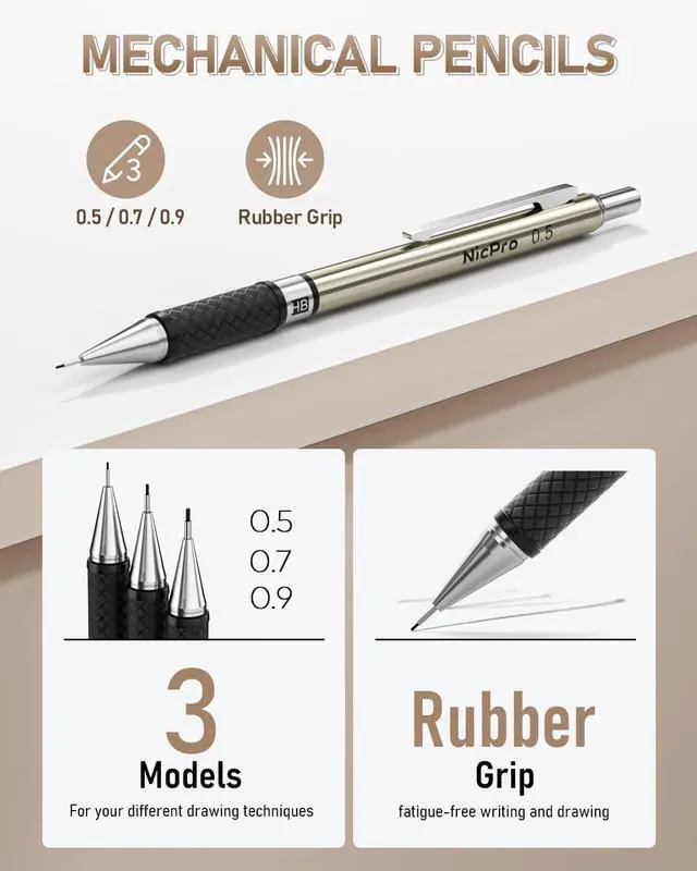 Alt view image 2 of 7 - 35PCS Art Mechanical Pencil Set, 3 PCS Metal Drafting Pencil