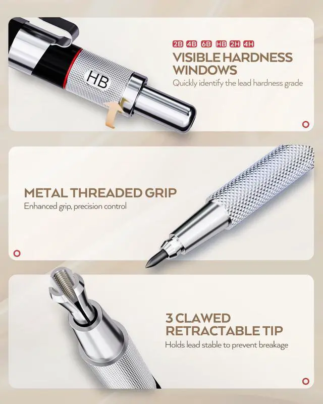 Alt view image 3 of 7 - 35PCS Art Mechanical Pencil Set, 3 PCS Metal Drafting Pencil
