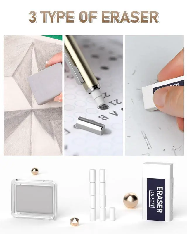 Alt view image 5 of 7 - 35PCS Art Mechanical Pencil Set, 3 PCS Metal Drafting Pencil