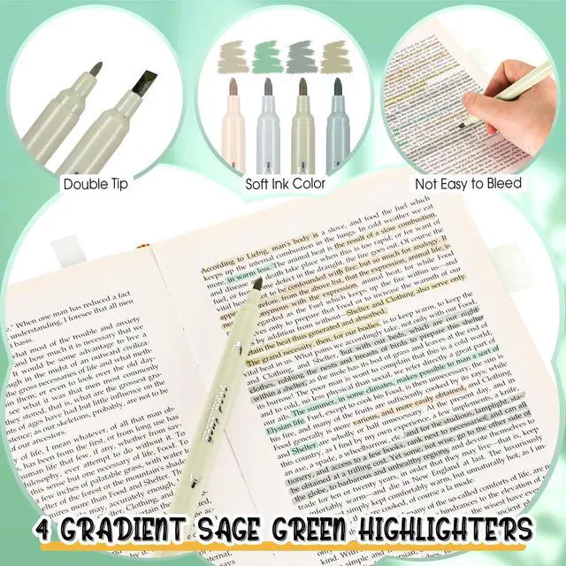 Alt view image 5 of 6 - 38 Pcs Aesthetic Office Supplies with Pen Case Sticky Notes Gel Pens Highlighters Correction Tapes Stationery Kit for Office Work Coworkers(Green Color,Classic)