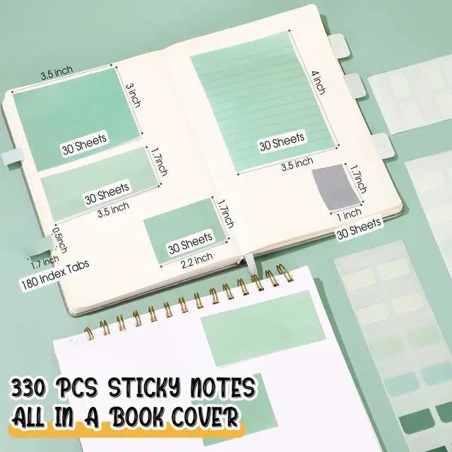 Alt view image 4 of 6 - 38 Pcs Aesthetic Office Supplies with Pen Case Sticky Notes Gel Pens Highlighters Correction Tapes Stationery Kit for Office Work Coworkers(Green Color,Classic)