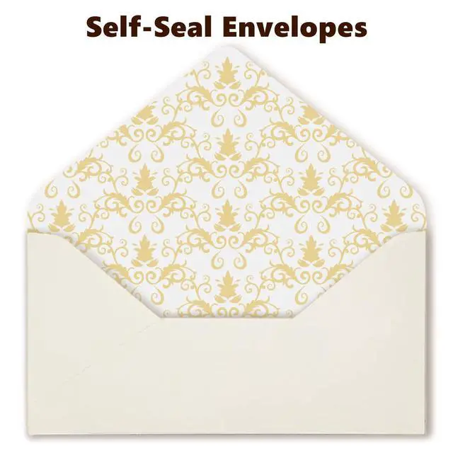 Alt view image 3 of 7 - 90 Piece Stationery Set - 60 Vintage-Style Paper Sheets + 30 Envelopes, Gold Border Letter Writing Paper for Love Letters & Party Invitations