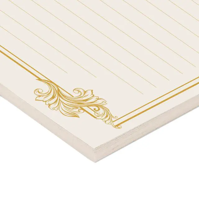 Alt view image 5 of 7 - 90 Piece Stationery Set - 60 Vintage-Style Paper Sheets + 30 Envelopes, Gold Border Letter Writing Paper for Love Letters & Party Invitations