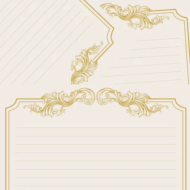 Alt view image 4 of 7 - 90 Piece Stationery Set - 60 Vintage-Style Paper Sheets + 30 Envelopes, Gold Border Letter Writing Paper for Love Letters & Party Invitations