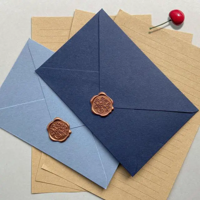 Alt view image 2 of 7 - Premium Velvet-Touch Stationery Set - Unique Design with 24 Writing Sheets, 12 Envelopes (4x6) - Elegant Writing Kit for Love Letters & Party Invitations (Lake blue)