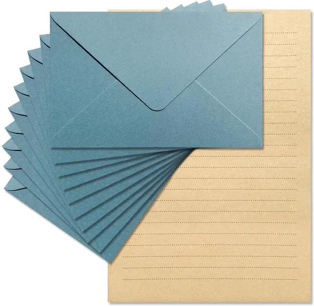Main image of Premium Velvet-Touch Stationery Set - Unique Design with 24 Writing Sheets, 12 Envelopes (4x6) - Elegant Writing Kit for Love Letters & Party Invitations (Lake blue)