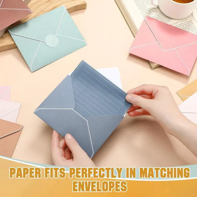 Alt view image 7 of 7 - 160 Packs Stationery Paper Set (50 Double Sided Stationery Writing Papers 50 Matching Envelopes) 60 Round Dot Sticker, 10 Design (5.5 x 8.25 Inch,Boho Color)