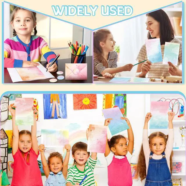 Alt view image 7 of 7 - 160 Pcs Watercolor Stationery Paper and Envelopes Set 50 Double Sided Lined Stationery Paper & 50 Matching Envelopes and 60 Round Dot Sticker 5.5 x 8.25'' Letter Writing Kit for School Office