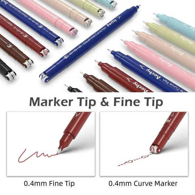 Alt view image 2 of 7 - Dual Tip Curve Highlighter Pens,8 Colors Pattern Roller Fine Tip Pens