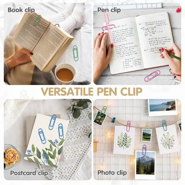 Alt view image 2 of 7 - Paper Clip Pen Holder, 15 Pcs Colorful Metal Pen Clips for Notebook - Cute Pen Holder Clip, Papers Planner and Journal Accessories
