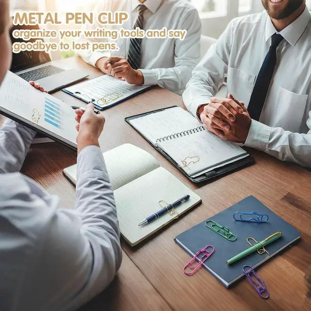 Alt view image 4 of 7 - Paper Clip Pen Holder, 15 Pcs Colorful Metal Pen Clips for Notebook - Cute Pen Holder Clip, Papers Planner and Journal Accessories