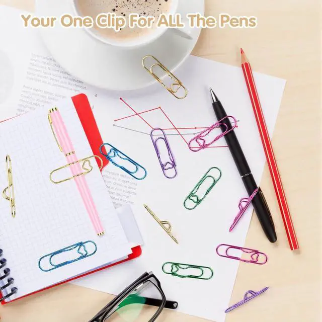 Alt view image 7 of 7 - Paper Clip Pen Holder, 15 Pcs Colorful Metal Pen Clips for Notebook - Cute Pen Holder Clip, Papers Planner and Journal Accessories