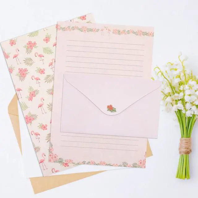 Alt view image 3 of 7 - 54 PCS Stationery Set with Envelopes,36 Writing Paper+18 Envelopes,Cute Lined Stationery Paper for Writing Letters Invitations Poem Office School Supplies