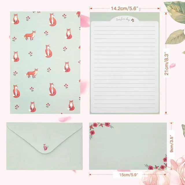 Alt view image 4 of 7 - 54 PCS Stationery Set with Envelopes,36 Writing Paper+18 Envelopes,Cute Lined Stationery Paper for Writing Letters Invitations Poem Office School Supplies