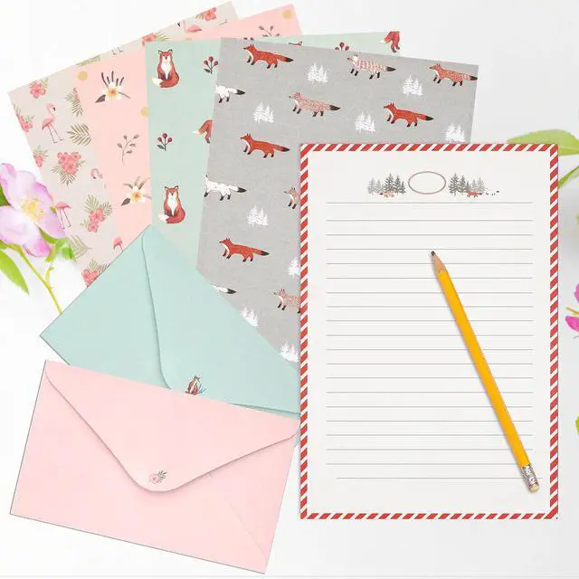 Alt view image 7 of 7 - 54 PCS Stationery Set with Envelopes,36 Writing Paper+18 Envelopes,Cute Lined Stationery Paper for Writing Letters Invitations Poem Office School Supplies
